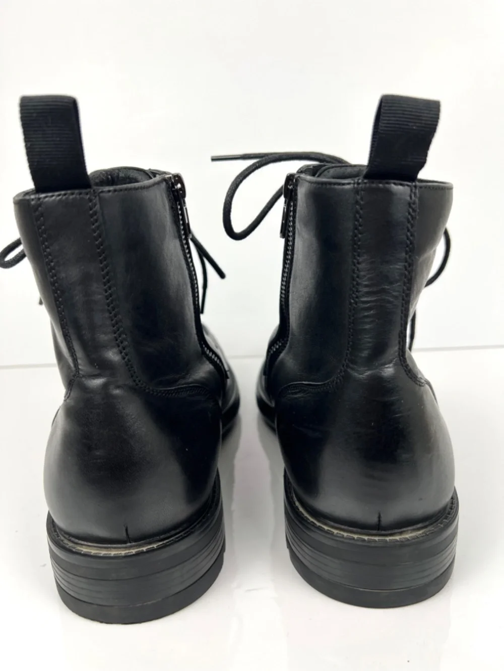 Steve Madden Leather Laughton Combat Boots Men’s sz 12 Black Utility Military